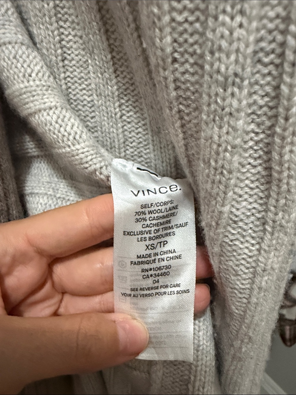 Vince. Sleeveless Ribbed Turtleneck Sweater Vest - Light Gray - Picture 3 of 3
